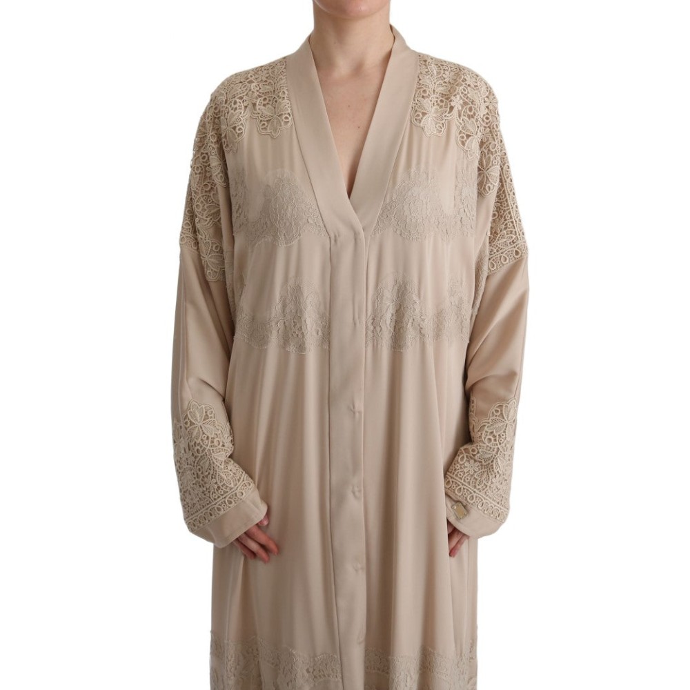 Dolce & Gabbana Elegantes Beige Cape Kaftan Kleid