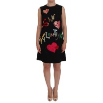 Dolce & Gabbana Schwarzes kristallbesetztes Stretch-Minikleid