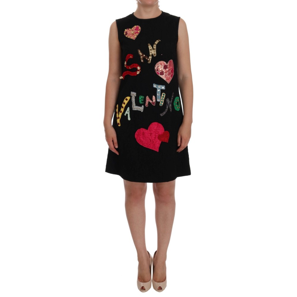 Dolce & Gabbana Schwarzes kristallbesetztes Stretch-Minikleid