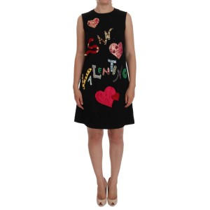 Dolce & Gabbana Schwarzes kristallbesetztes Stretch-Minikleid