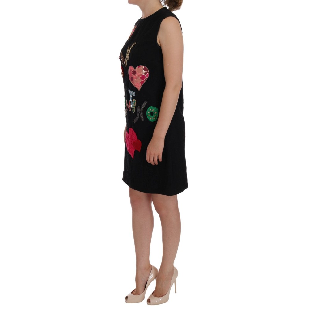 Dolce & Gabbana Schwarzes kristallbesetztes Stretch-Minikleid