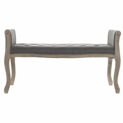 Hocker DKD Home Decor   natürlich Dunkelgrau Kautschukholz Leinwand 109 x 44,5 x 60 cm