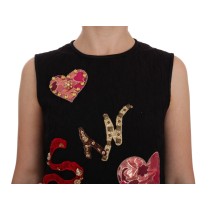 Dolce & Gabbana Schwarzes kristallbesetztes Stretch-Minikleid