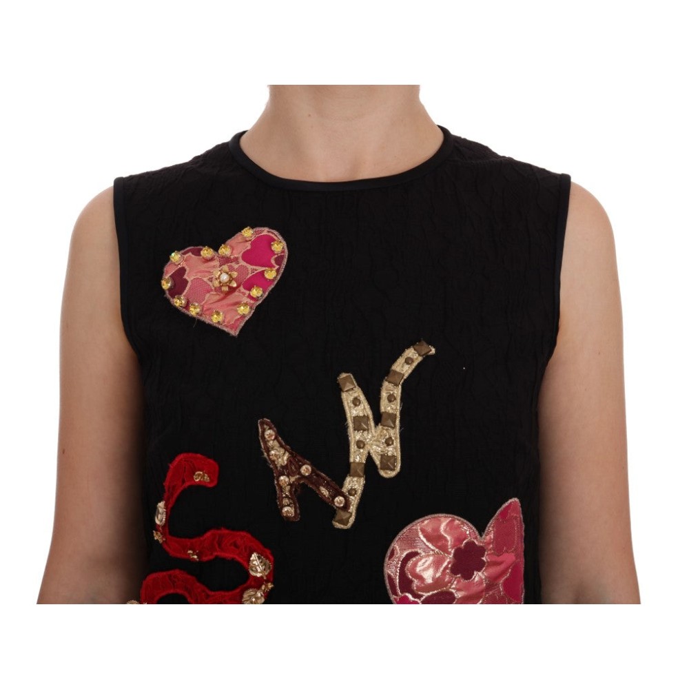 Dolce & Gabbana Schwarzes kristallbesetztes Stretch-Minikleid