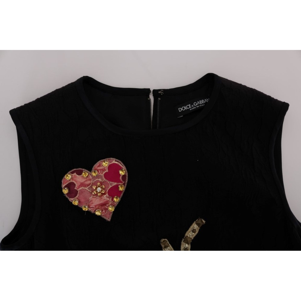 Dolce & Gabbana Schwarzes kristallbesetztes Stretch-Minikleid