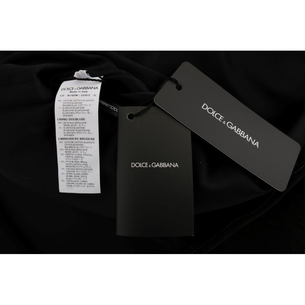 Dolce & Gabbana Schwarzes kristallbesetztes Stretch-Minikleid