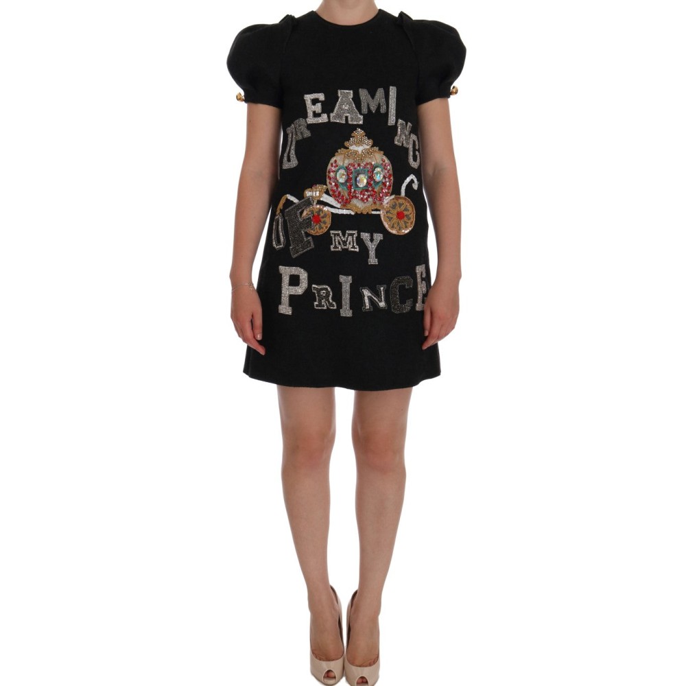Dolce & Gabbana Bezauberndes Midikleid aus Wolle mit Kristallbesatz