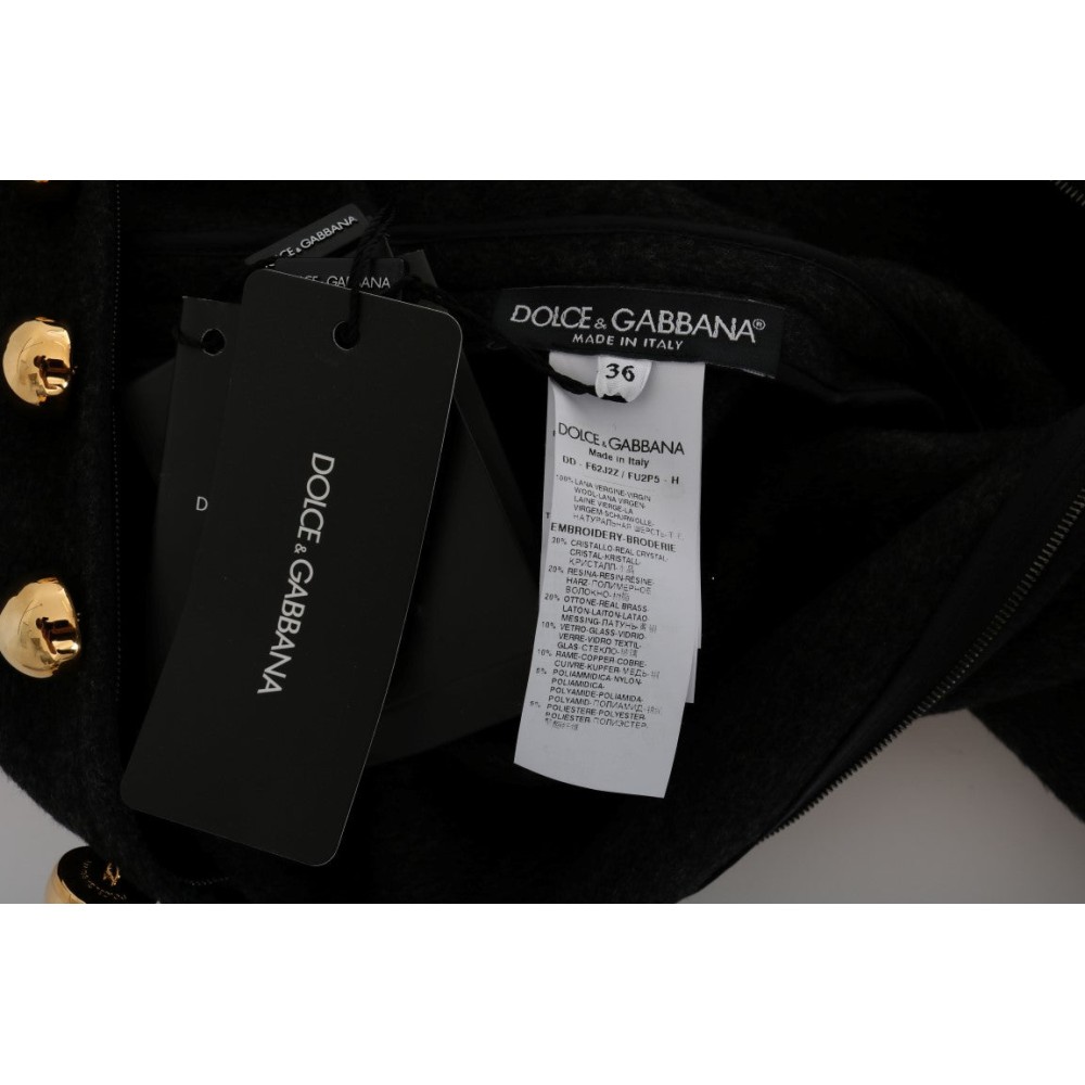 Dolce & Gabbana Bezauberndes Midikleid aus Wolle mit Kristallbesatz