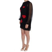 Dolce & Gabbana Elegantes schwarzes Shiftkleid mit Herzapplikation aus Spitze