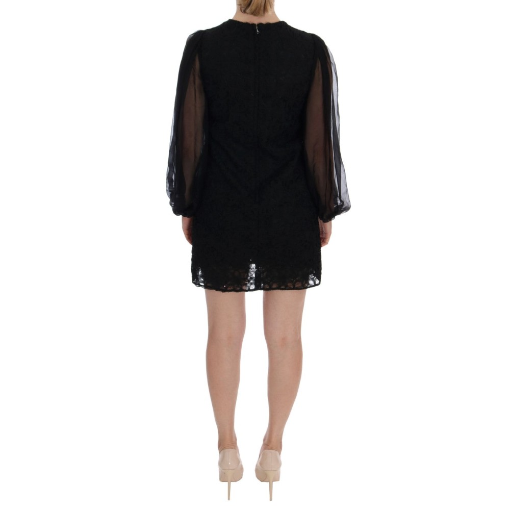 Dolce & Gabbana Elegantes schwarzes Shiftkleid mit Herzapplikation aus Spitze