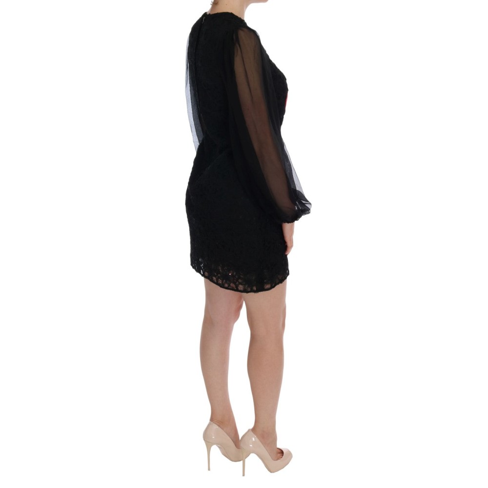 Dolce & Gabbana Elegantes schwarzes Shiftkleid mit Herzapplikation aus Spitze