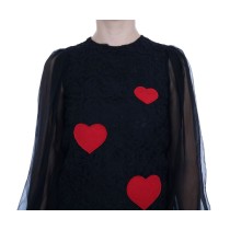 Dolce & Gabbana Elegantes schwarzes Shiftkleid mit Herzapplikation aus Spitze