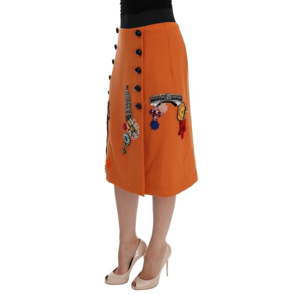 Dolce & Gabbana Rock aus verzierter Wolle in leuchtendem Orange
