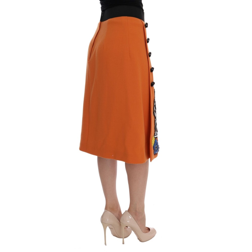 Dolce & Gabbana Rock aus verzierter Wolle in leuchtendem Orange