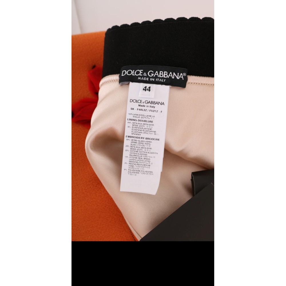 Dolce & Gabbana Eleganter schwarz-silber-blumiger gerader Rock