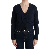 MARGHI LO\' Eleganter blauer Woll-Cardigan-Pullover