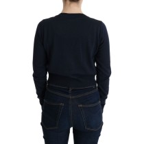 MARGHI LO\' Eleganter blauer Woll-Cardigan-Pullover