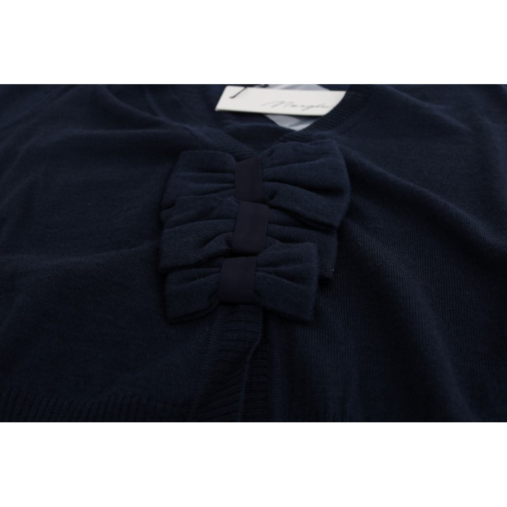 MARGHI LO\' Eleganter blauer Woll-Cardigan-Pullover