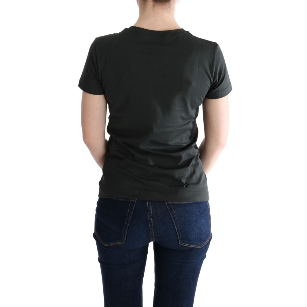 Dolce & Gabbana Smaragdgrünes Baumwoll-T-Shirt mit 2017 Druck