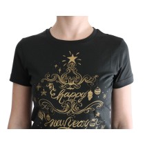 Dolce & Gabbana Smaragdgrünes Baumwoll-T-Shirt mit 2017 Druck