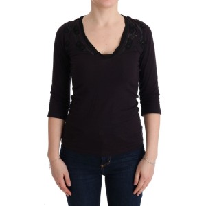 Costume National Elegantes lila Blusen-T-Shirt mit V-Ausschnitt