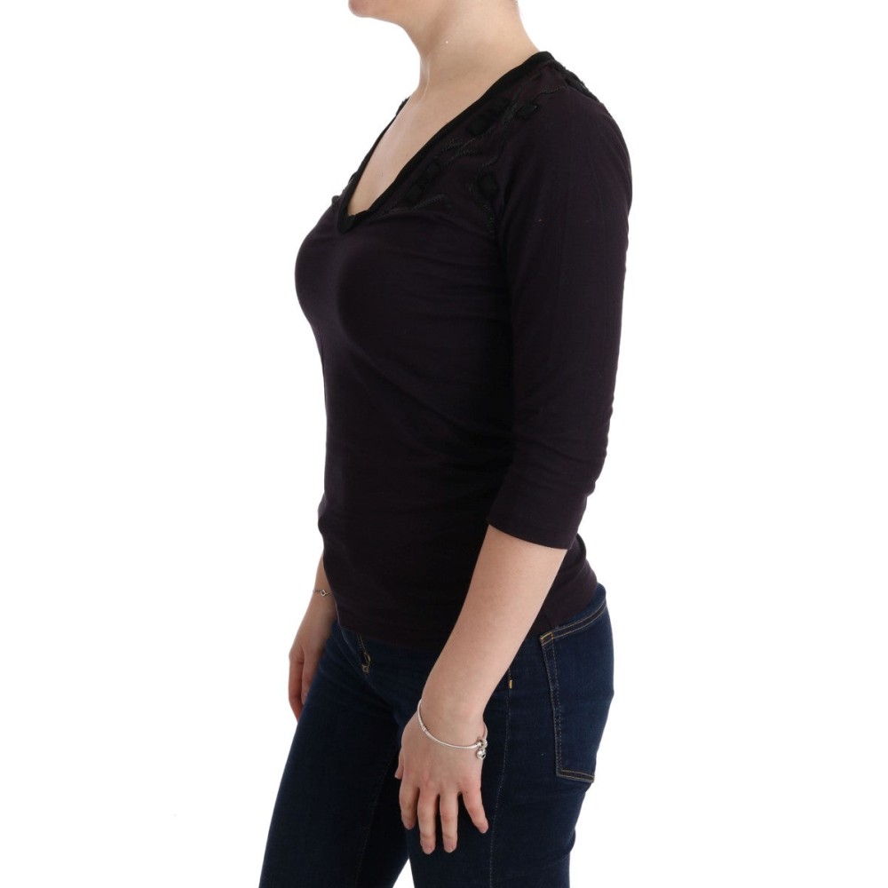 Costume National Elegantes lila Blusen-T-Shirt mit V-Ausschnitt