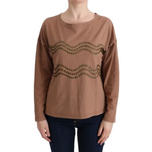 John Galliano Schicker brauner Baumwollpullover mit Rundhalsausschnitt