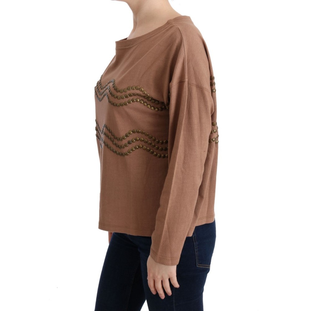 John Galliano Schicker brauner Baumwollpullover mit Rundhalsausschnitt