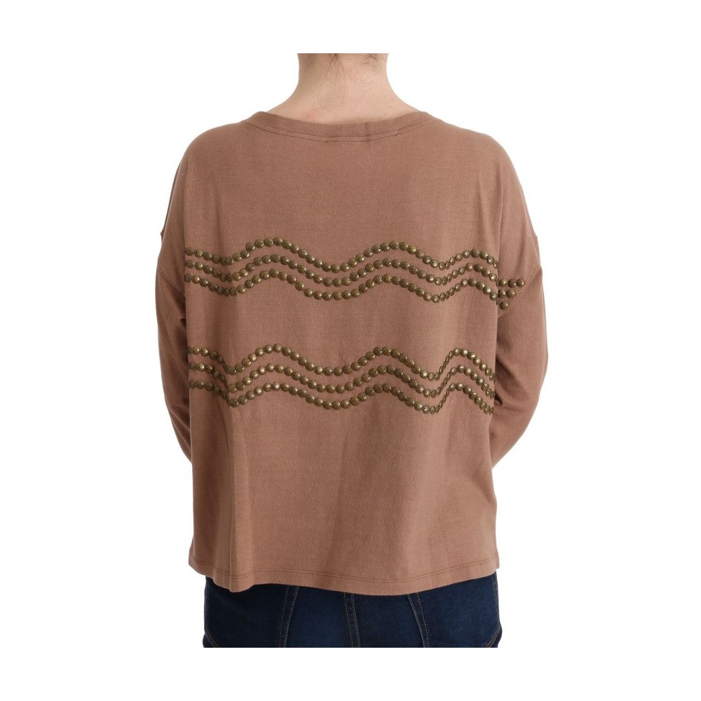 John Galliano Schicker brauner Baumwollpullover mit Rundhalsausschnitt