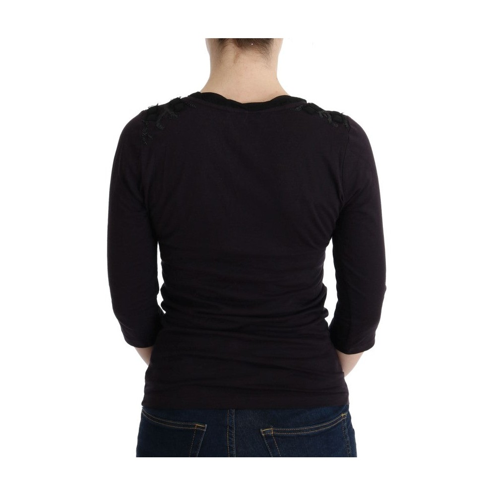 Costume National Elegantes lila Blusen-T-Shirt mit V-Ausschnitt