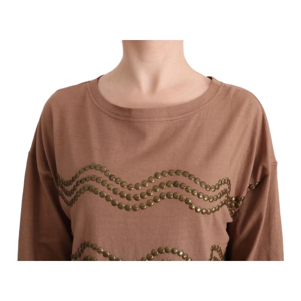John Galliano Schicker brauner Baumwollpullover mit Rundhalsausschnitt