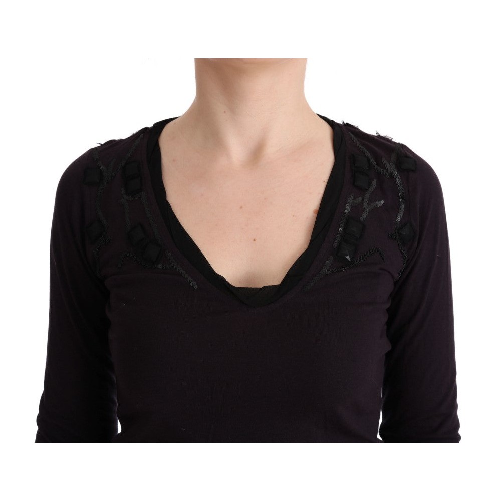 Costume National Elegantes lila Blusen-T-Shirt mit V-Ausschnitt