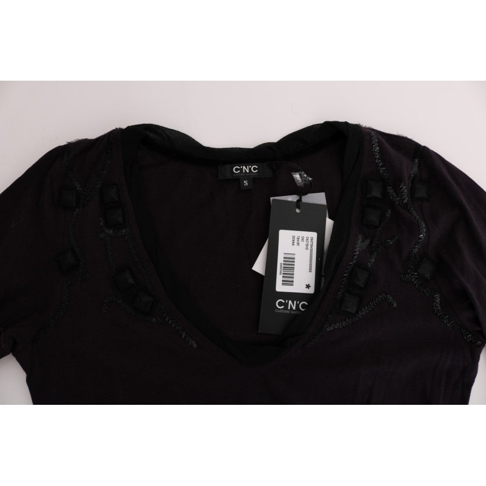 Costume National Elegantes lila Blusen-T-Shirt mit V-Ausschnitt