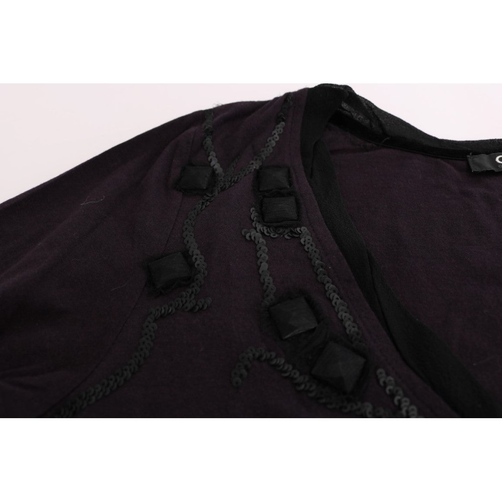 Costume National Elegantes lila Blusen-T-Shirt mit V-Ausschnitt