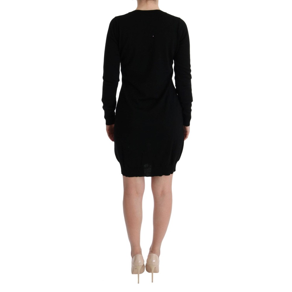 MARGHI LO\' Elegantes schwarzes Shiftkleid aus Wolle