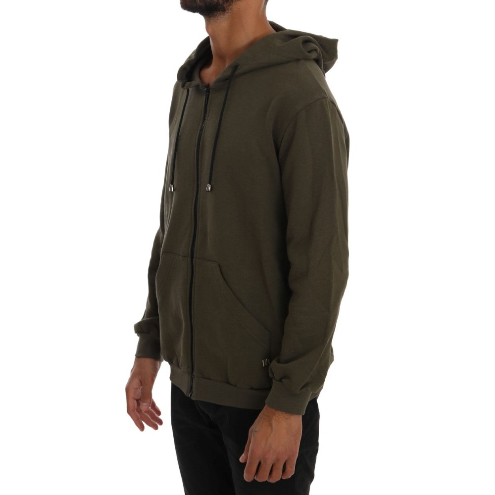 Daniele Alessandrini Eleganter grüner Kapuzenpullover mit Reißverschluss