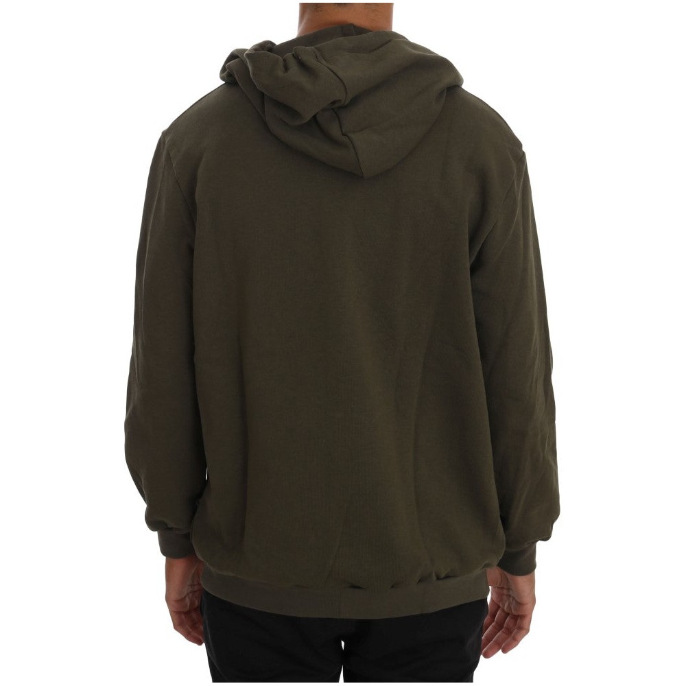Daniele Alessandrini Eleganter grüner Kapuzenpullover mit Reißverschluss