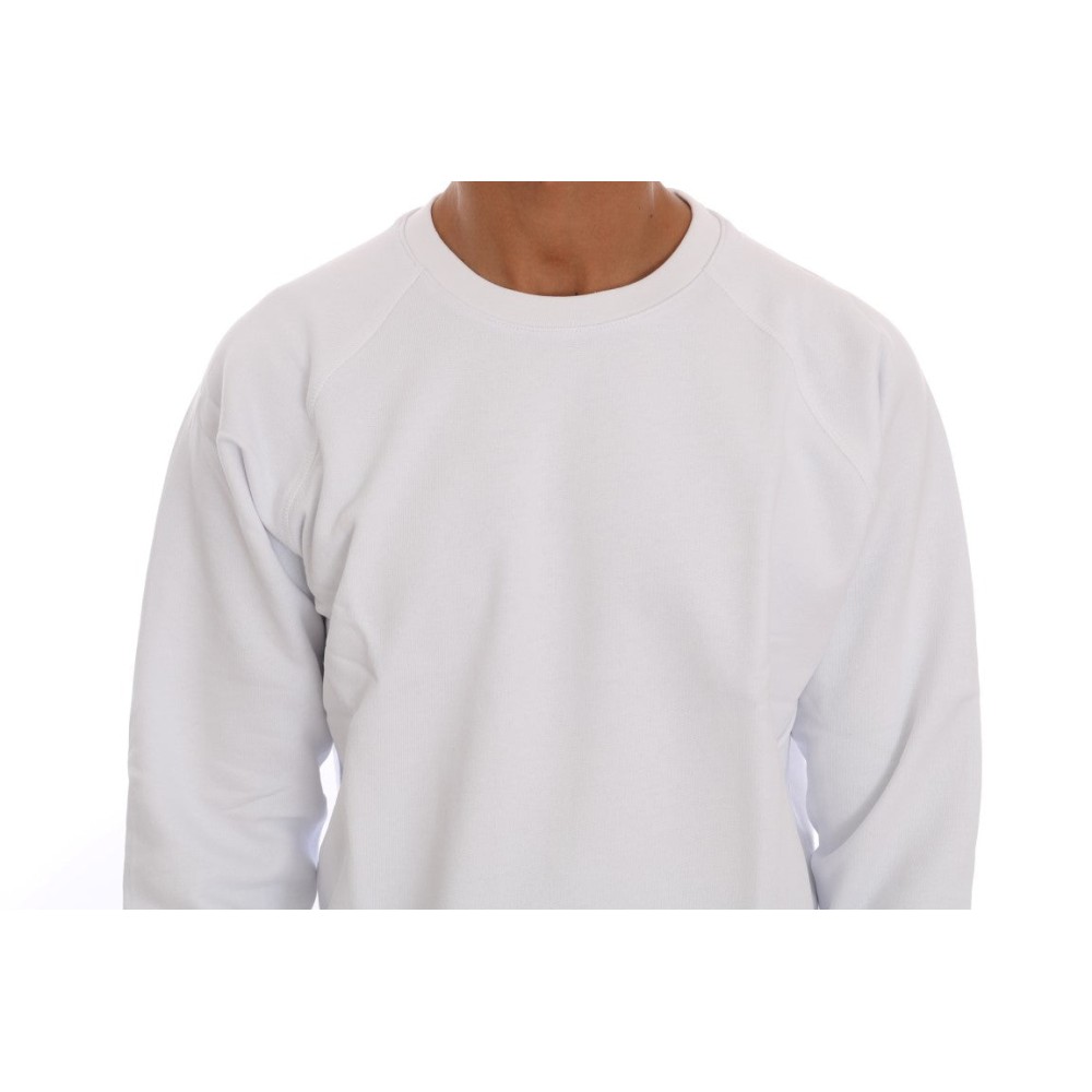 Daniele Alessandrini Eleganter weißer Baumwollpullover mit Rundhalsausschnitt