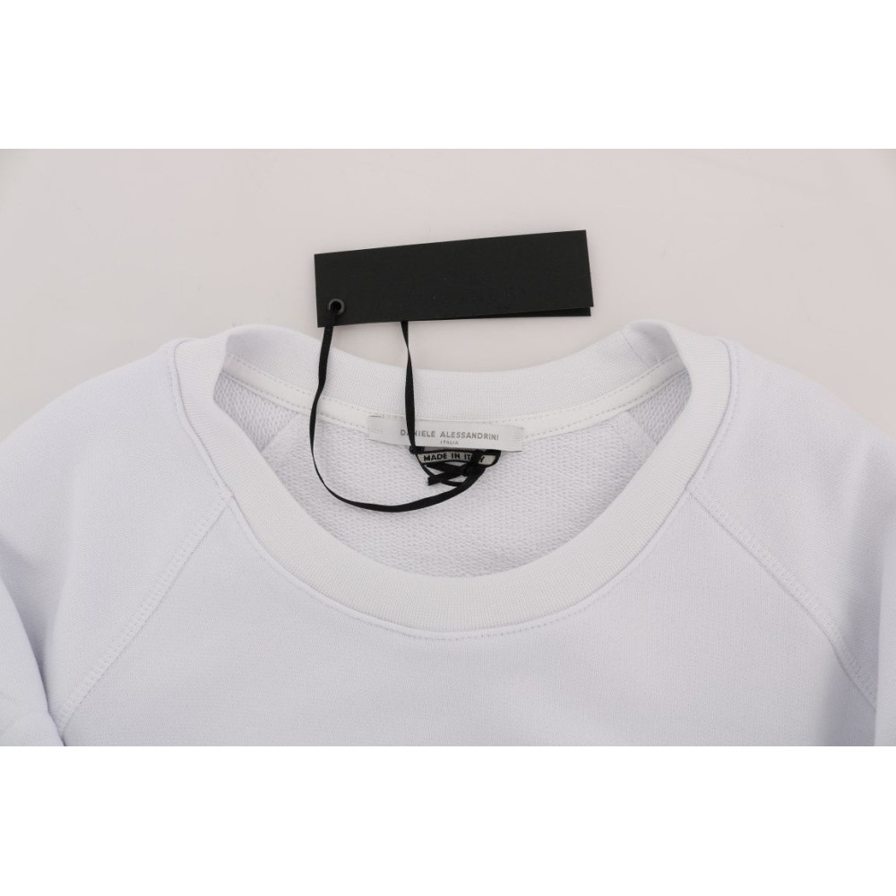 Daniele Alessandrini Eleganter weißer Baumwollpullover mit Rundhalsausschnitt