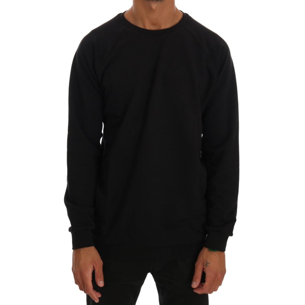 Daniele Alessandrini Eleganter schwarzer Baumwollpullover mit Rundhalsausschnitt