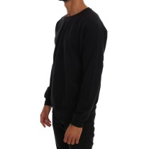 Daniele Alessandrini Eleganter schwarzer Baumwollpullover mit Rundhalsausschnitt