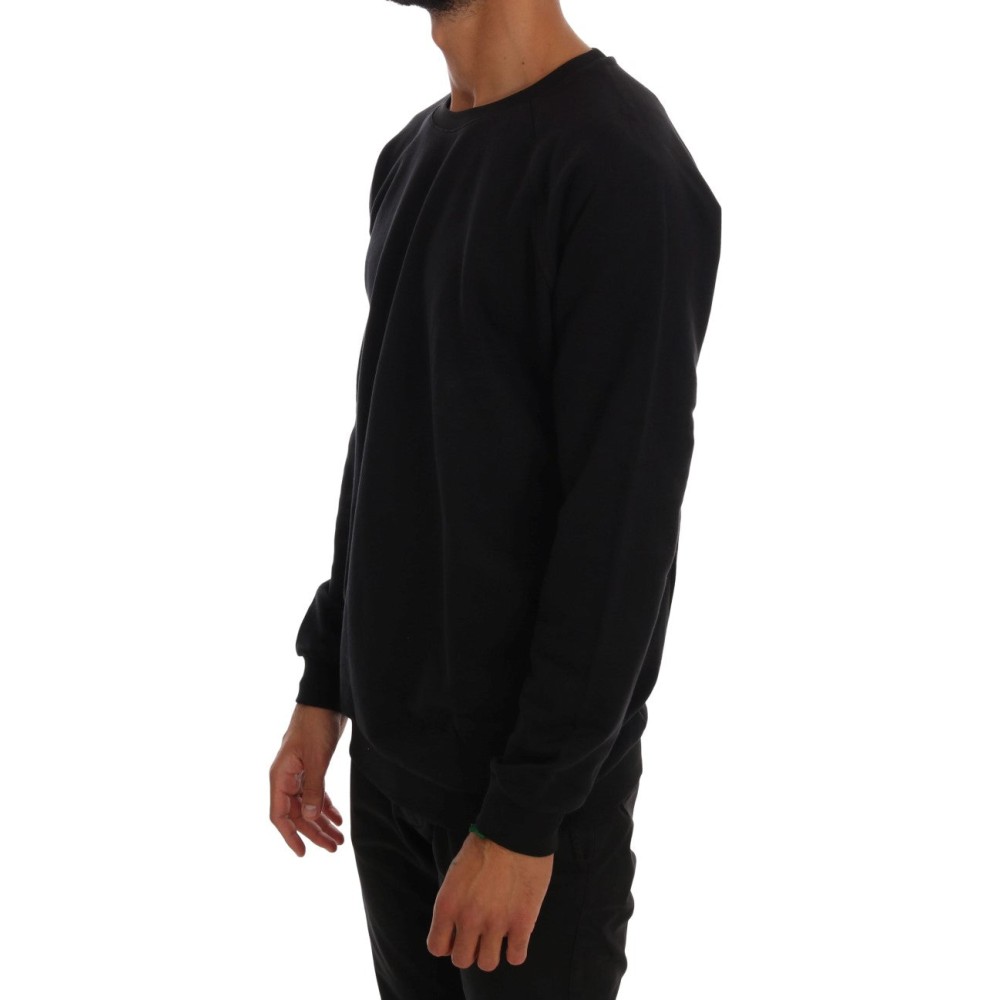 Daniele Alessandrini Eleganter schwarzer Baumwollpullover mit Rundhalsausschnitt