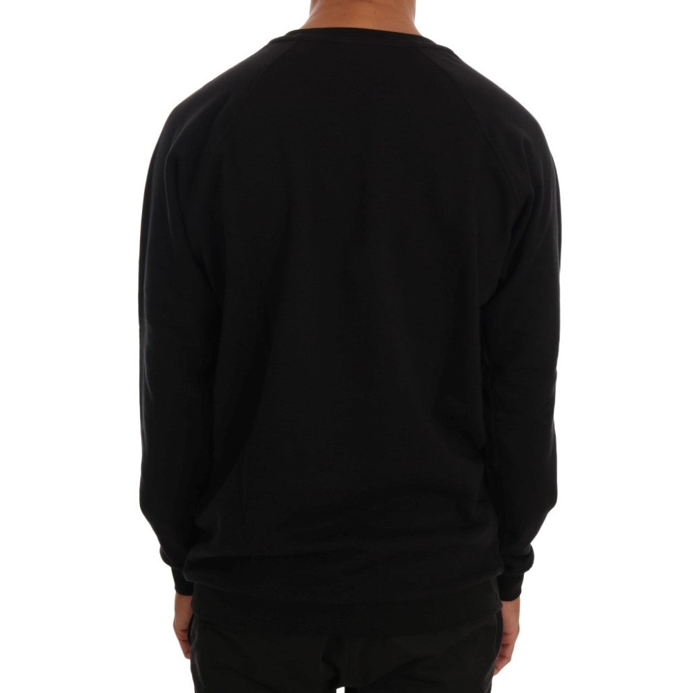 Daniele Alessandrini Eleganter schwarzer Baumwollpullover mit Rundhalsausschnitt