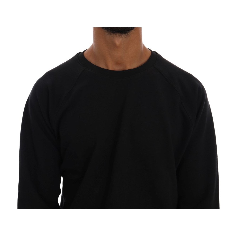 Daniele Alessandrini Eleganter schwarzer Baumwollpullover mit Rundhalsausschnitt
