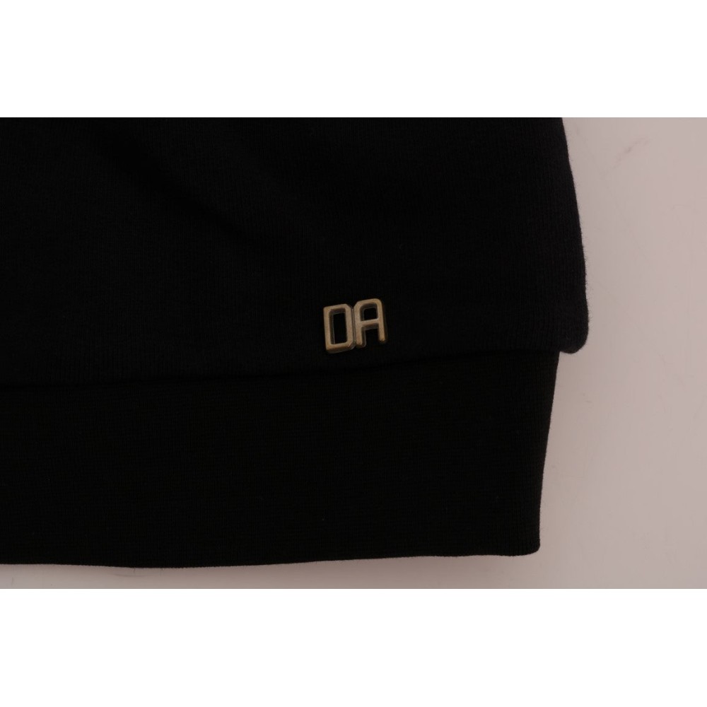 Daniele Alessandrini Eleganter schwarzer Baumwollpullover mit Rundhalsausschnitt