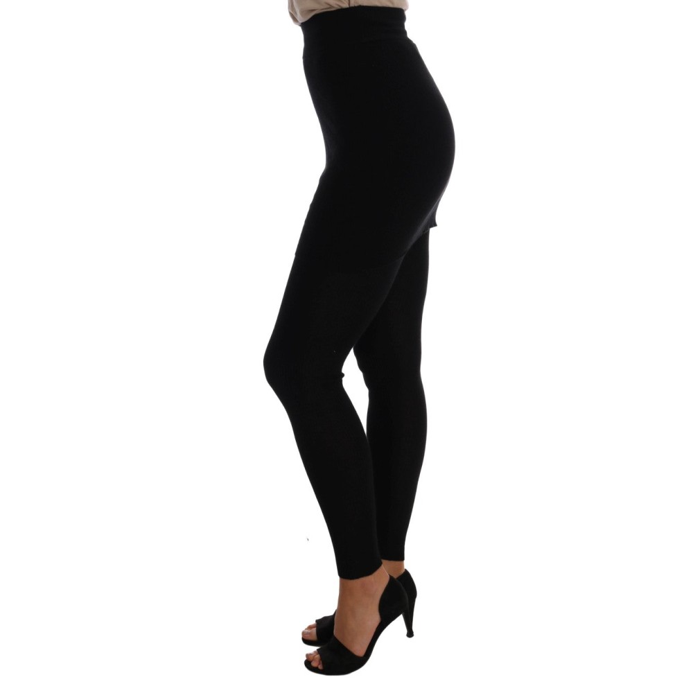 Dolce & Gabbana Elegante Schwarze Kaschmir-Seiden-Stretch-Hose