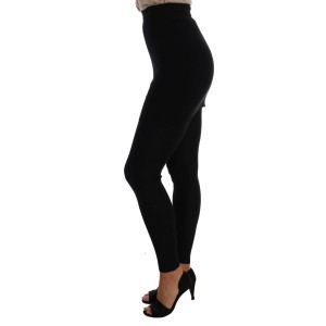 Dolce & Gabbana Elegante Schwarze Kaschmir-Seiden-Stretch-Hose