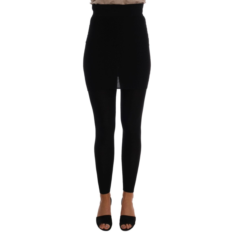 Dolce & Gabbana Elegante Schwarze Kaschmir-Seiden-Stretch-Hose