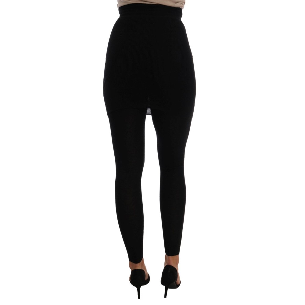 Dolce & Gabbana Elegante Schwarze Kaschmir-Seiden-Stretch-Hose