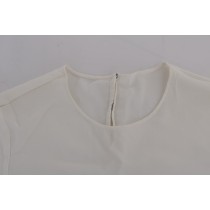 Dolce & Gabbana Weiße Bluse mit Pailletten aus Seide \'Italia Is Love\'